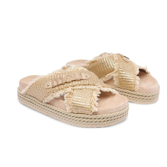 Mou NEW Criss Cross Rope Sandal in Raffia Size 38 - Picture 1 of 9